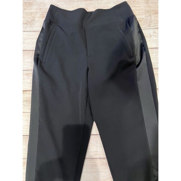 Athleta Women’s Endless Satin Side Stripe Pant in Black Pockets size 6 - Picture 2 of 7